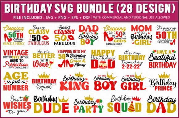 Birthday SVG Bundle: 28 Designs for Real Embroidery